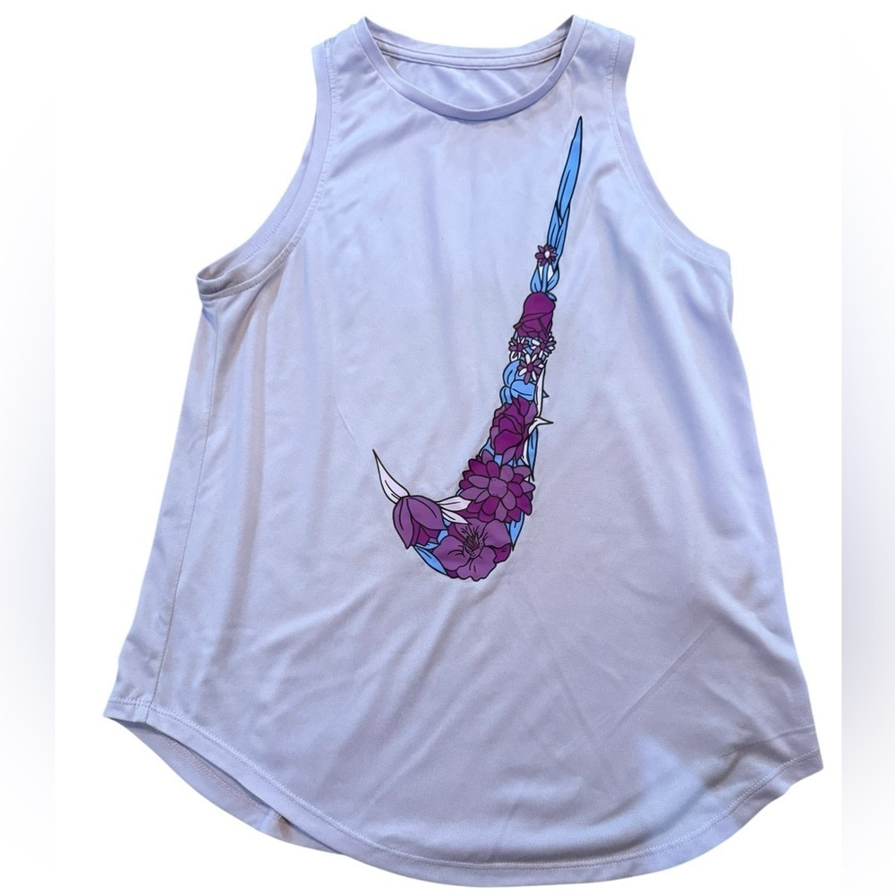 Girls Nike Dri Fit Victory Legend floral tank top in light purple Size XL